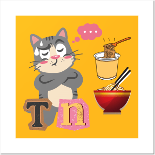 I Think Noodles Cute Cat Posters and Art